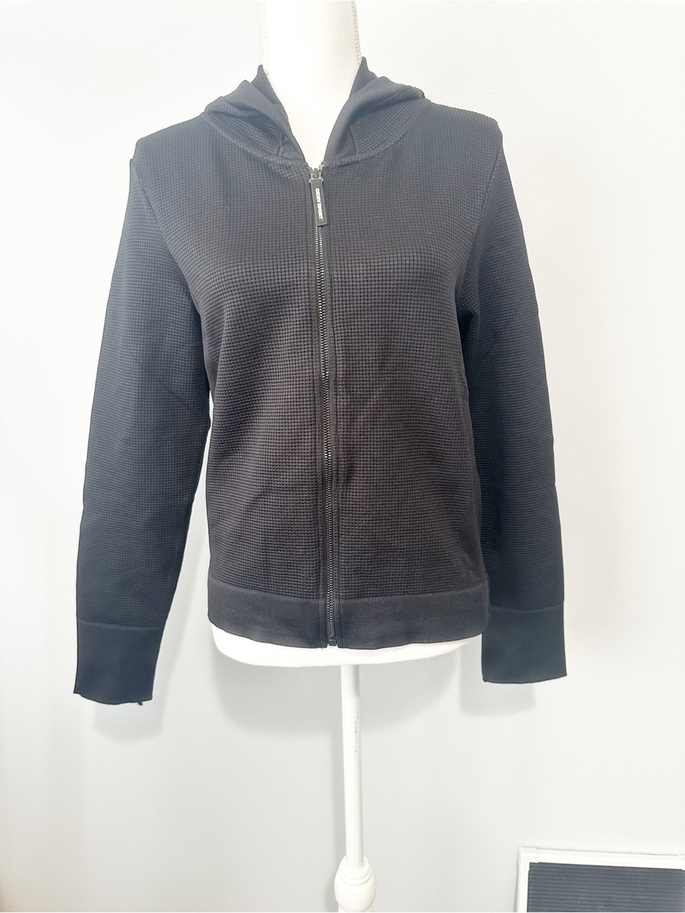 DKNY Sport waffle zip up hooded sweatshirt size large NWT